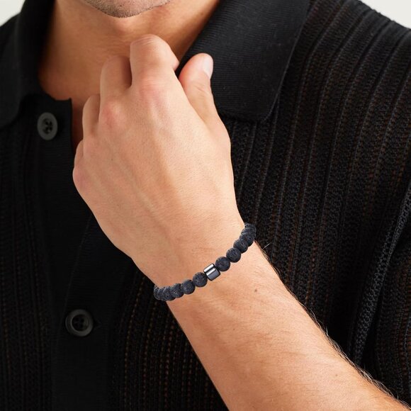 ⚡Rankeef Men2 Grey Lava rock Tiger Eye 8MM Natural Stone Crystal Beaded Bracelet - Picture 4 of 7